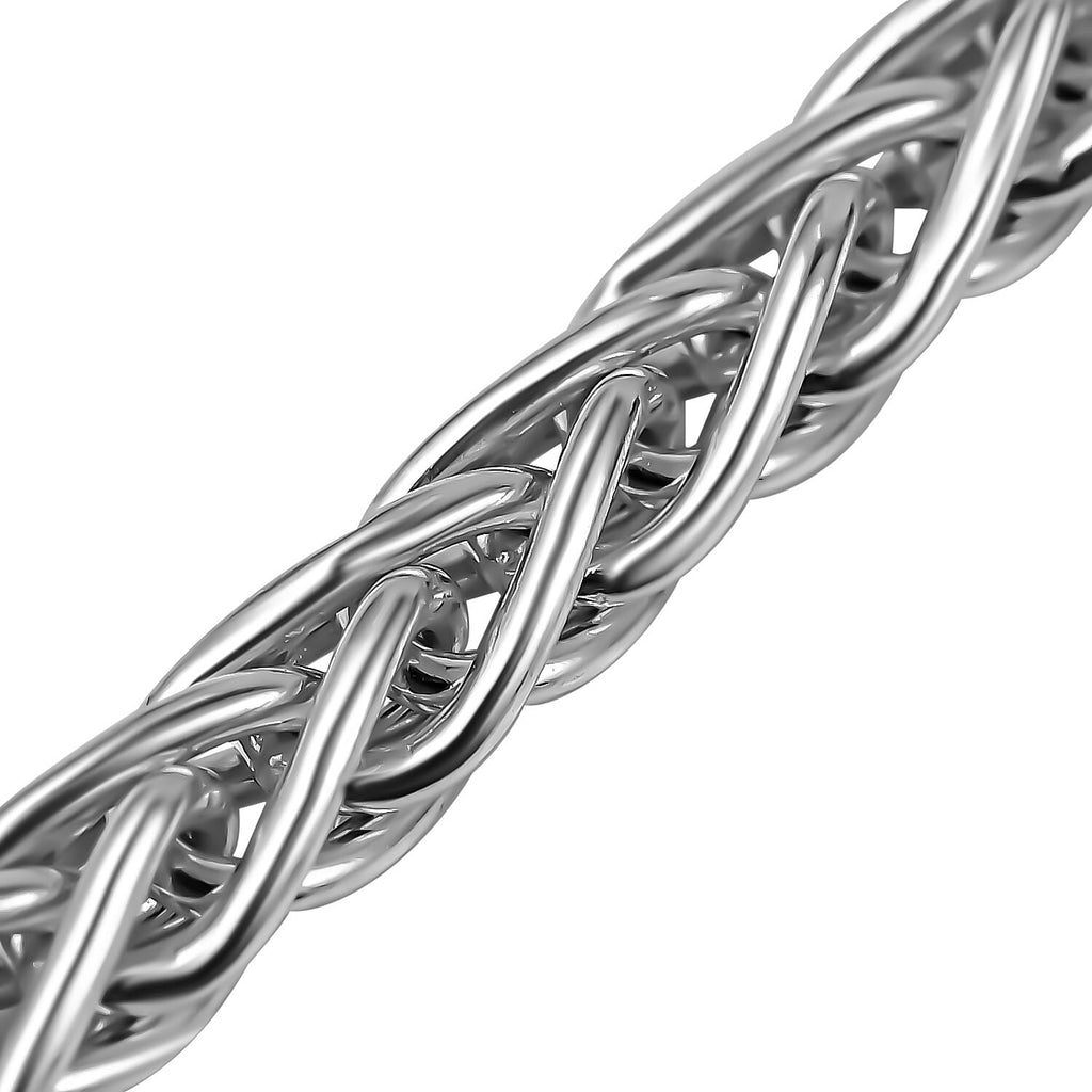 Italian Made Platinum Overlay Sterling Silver Spiga Necklace (Size 30) with Lobster Clasp, Silver Wt. 32.00 Gms