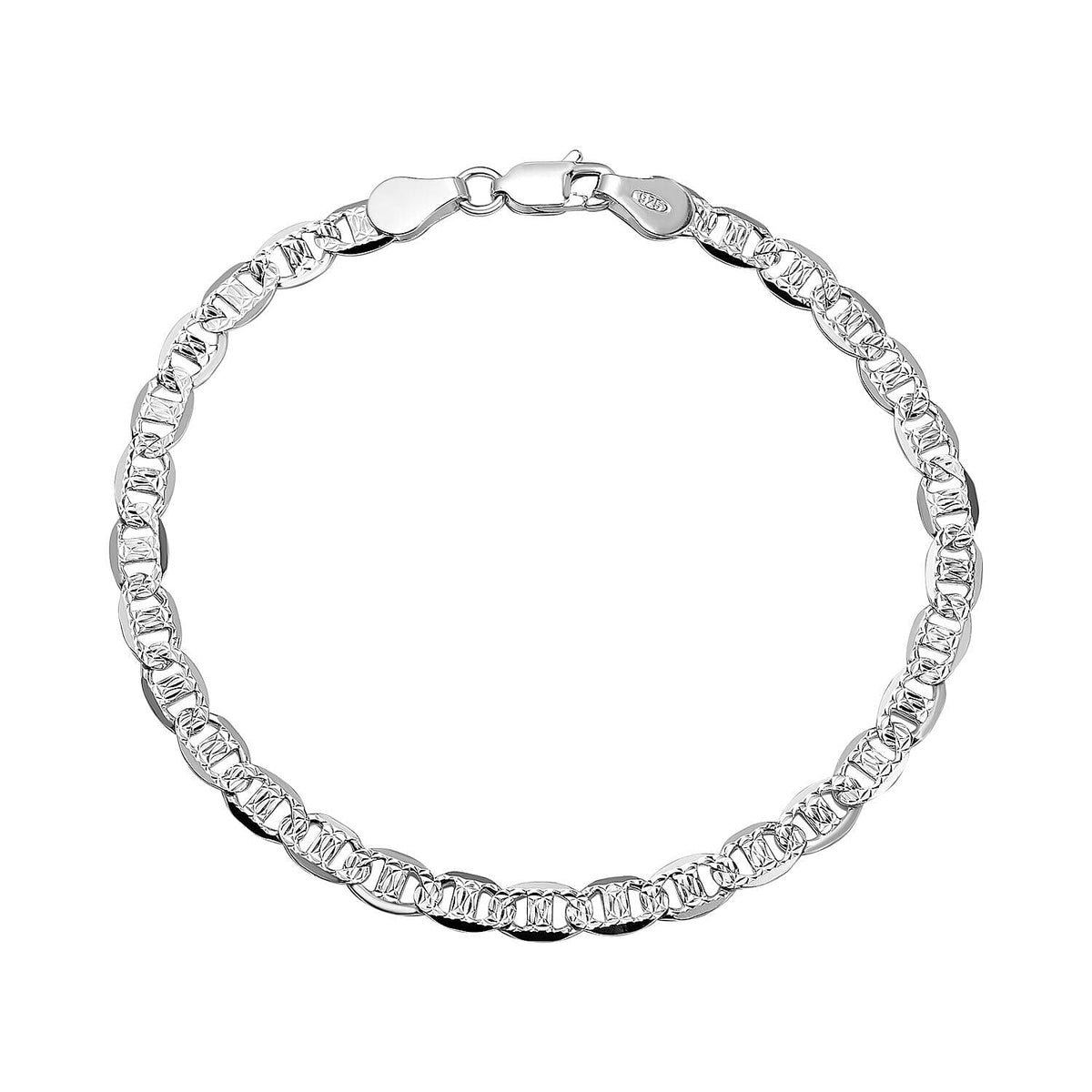 Vicenza Closeout - Rhodium Overlay Sterling Silver Bracelet (Size - 7.5) 7272198 0