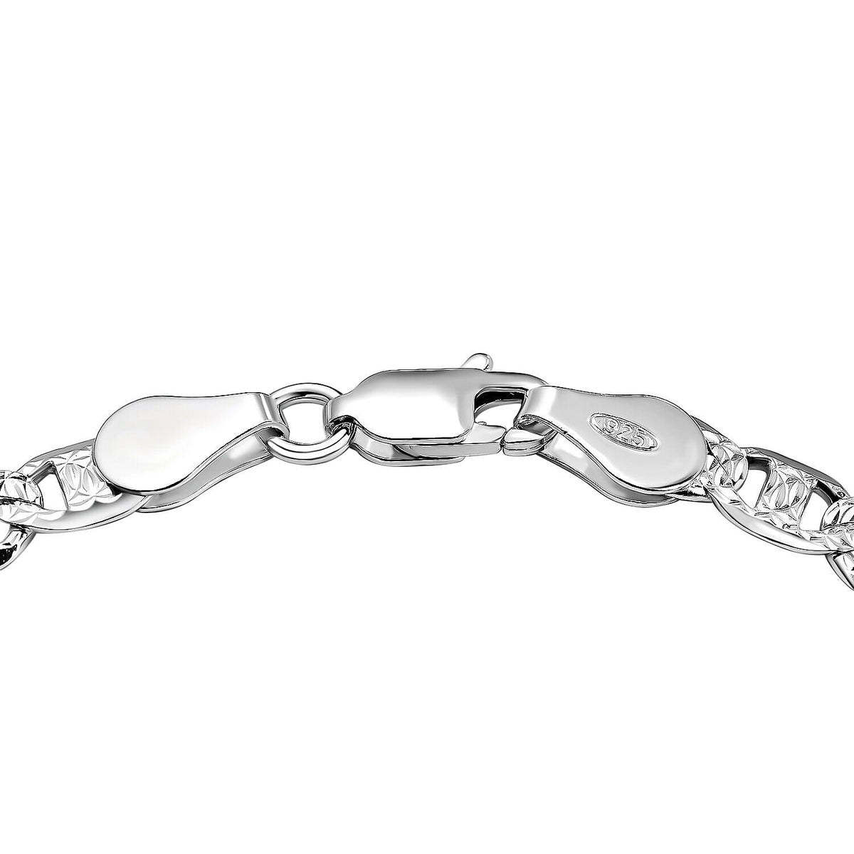 Vicenza Closeout - Rhodium Overlay Sterling Silver Bracelet (Size - 7.5) 7272198 3