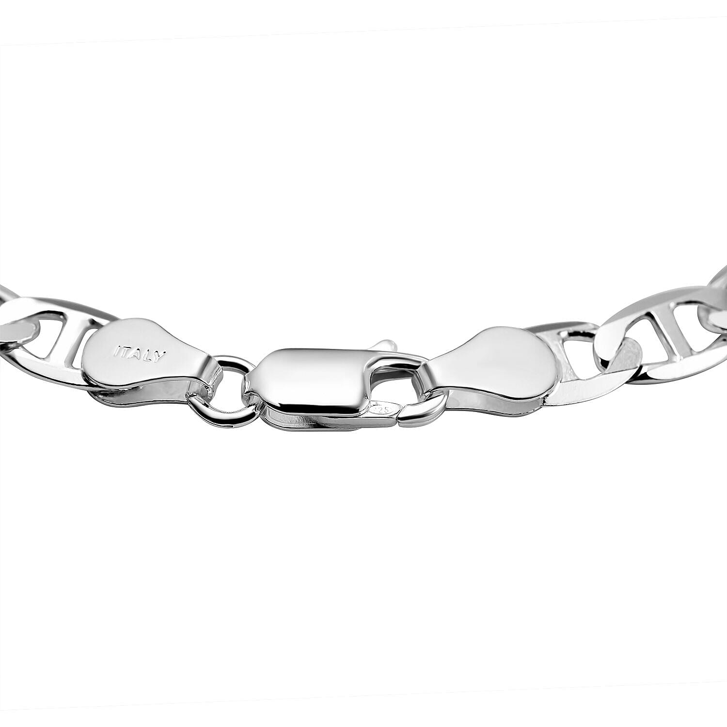Vicenza Closeout - Rhodium Overlay Sterling Silver Mariner Link Bracelet (Size - 7.5), 7272314 3