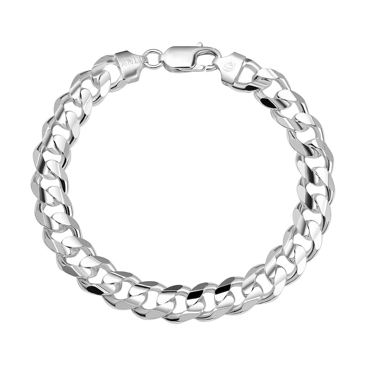 Vicenza Closeout - Rhodium Overlay Sterling Silver Curb Bracelet (Size - 7.5), Silver Wt. 26.20 Gms 7272102 0