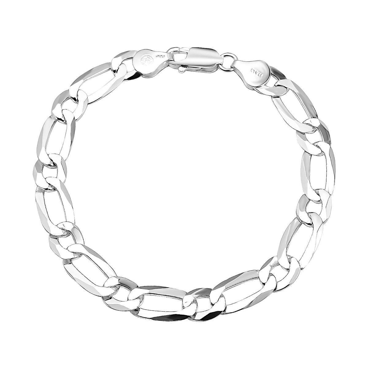Vicenza Closeout - Rhodium Overlay Sterling Silver Figaro Bracelet (Size - 7.5), Silver Wt. 9.08 Gms 7271983 0