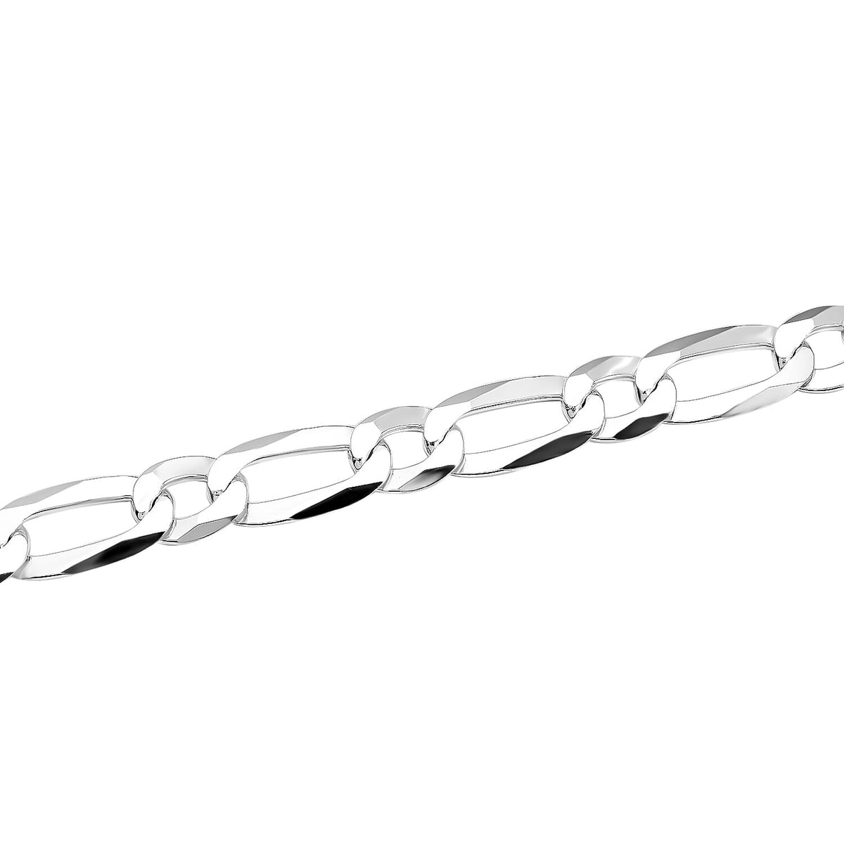 Vicenza Closeout - Rhodium Overlay Sterling Silver Figaro Bracelet (Size - 7.5), Silver Wt. 9.08 Gms 7271983 4