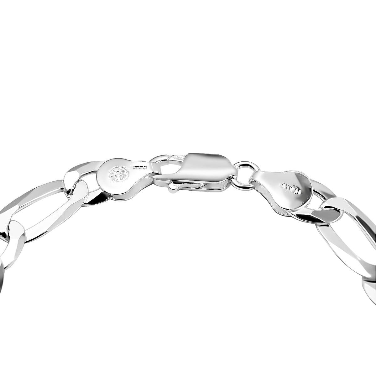 Vicenza Closeout - Rhodium Overlay Sterling Silver Figaro Bracelet (Size - 7.5), Silver Wt. 9.08 Gms 7271983 6