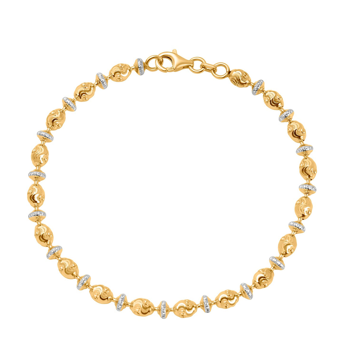 Vicenza Closeout - Rhodium &amp; Yellow Gold Plated Sterling Silver Saturno Bracelet (Size - 7.5) 7668520 0