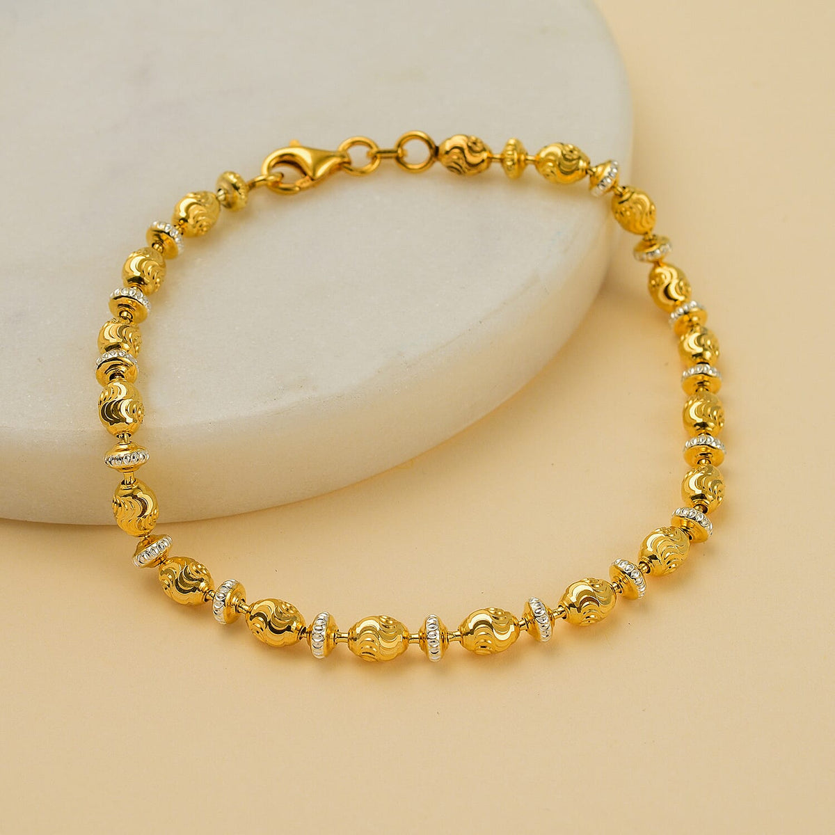 Vicenza Closeout - Rhodium &amp; Yellow Gold Plated Sterling Silver Saturno Bracelet (Size - 7.5) 7668520 1