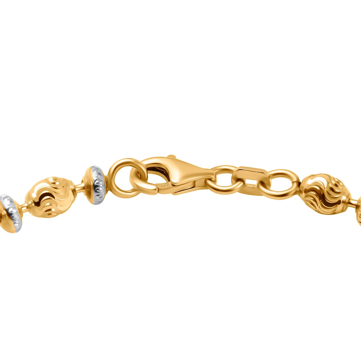 Vicenza Closeout - Rhodium &amp; Yellow Gold Plated Sterling Silver Saturno Bracelet (Size - 7.5) 7668520 3