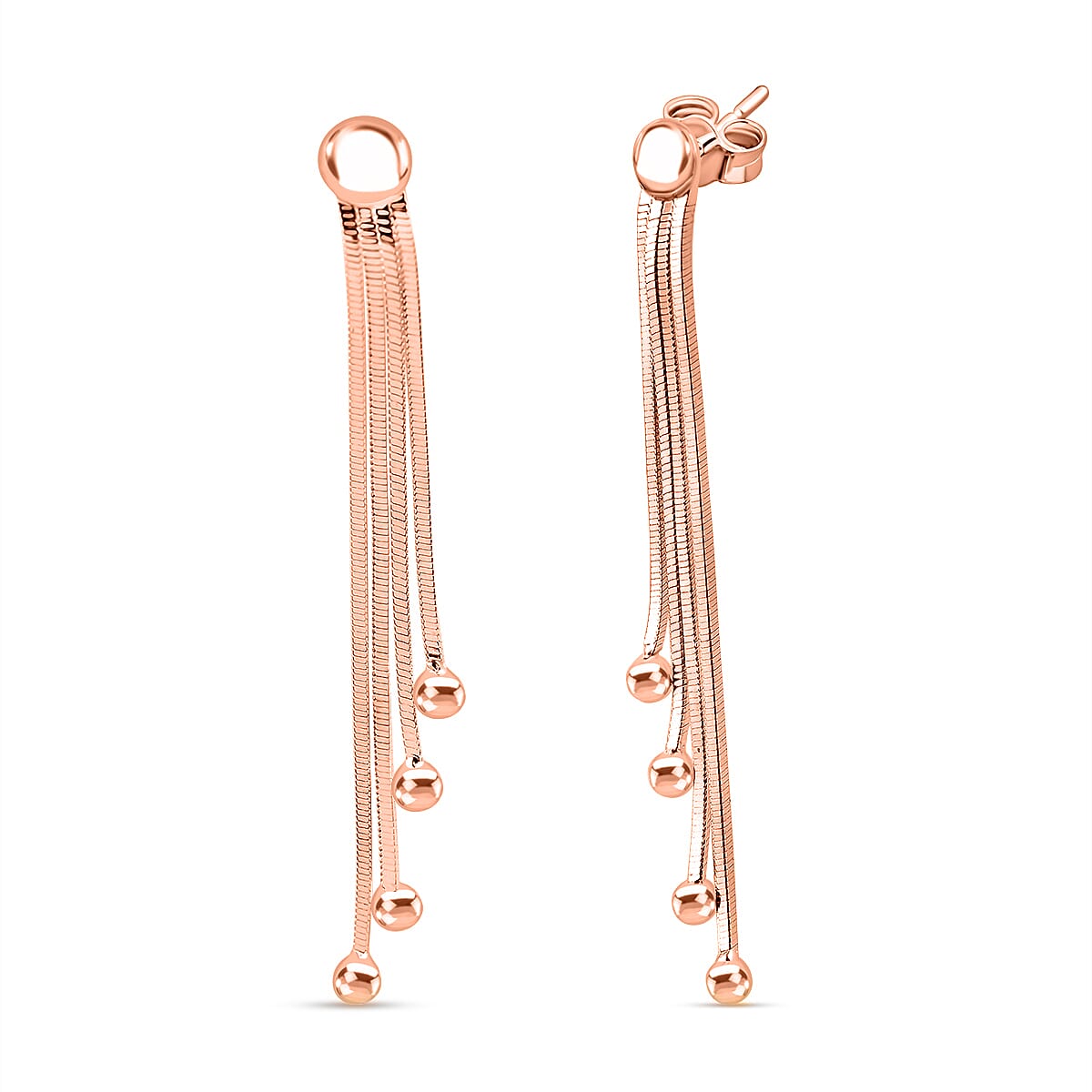 Vicenza Closeout - Snake Drop Bead Earrings in Rose Gold Plated Sterling Silver 7725154 0
