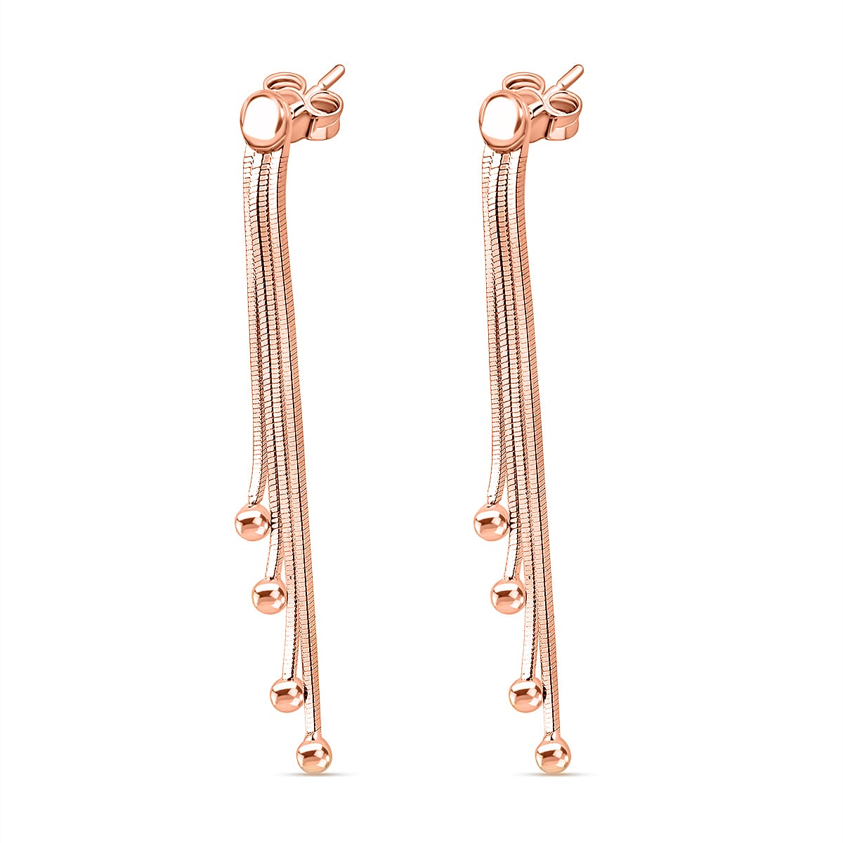 Vicenza Closeout - Snake Drop Bead Earrings in Rose Gold Plated Sterling Silver 7725154 3