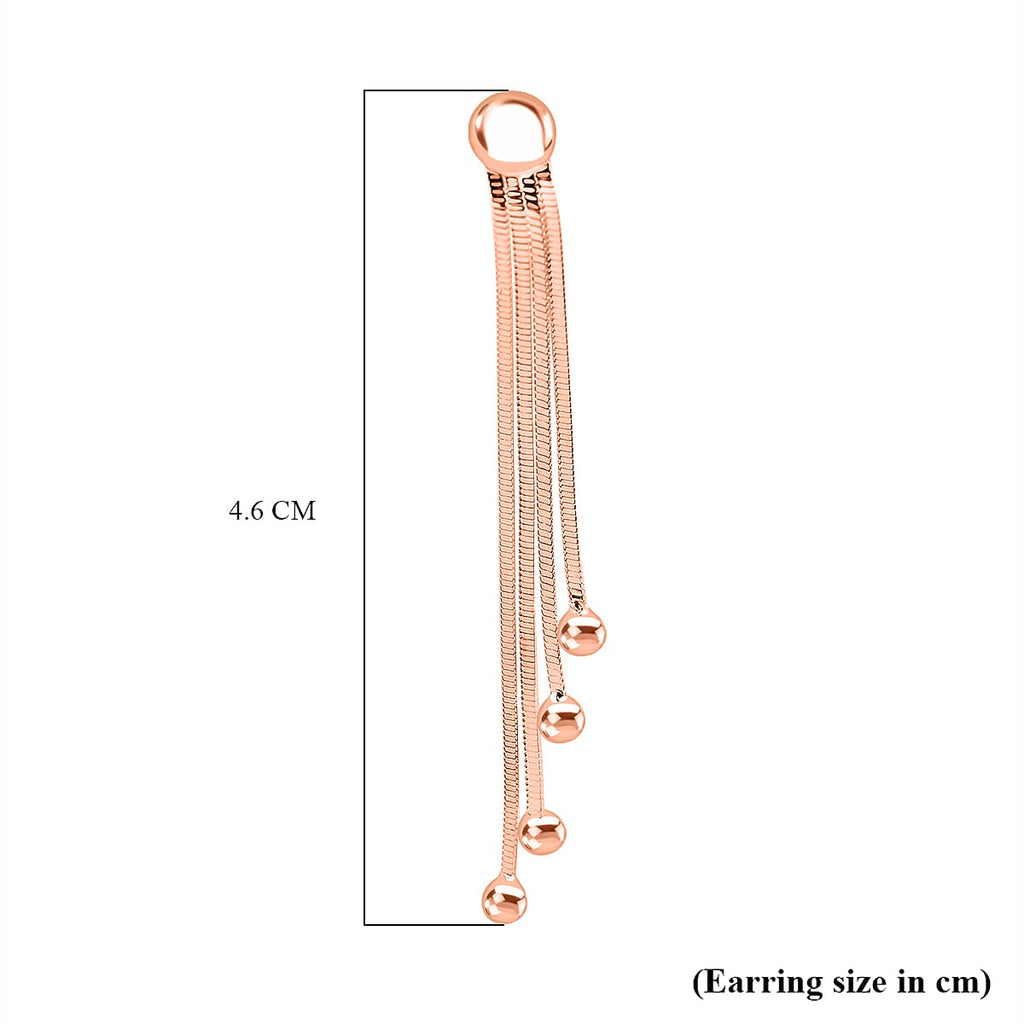 Vicenza Closeout - Sterling Silver Snake Drop Bead Earrings With Push Back in Rose Gold Overlay