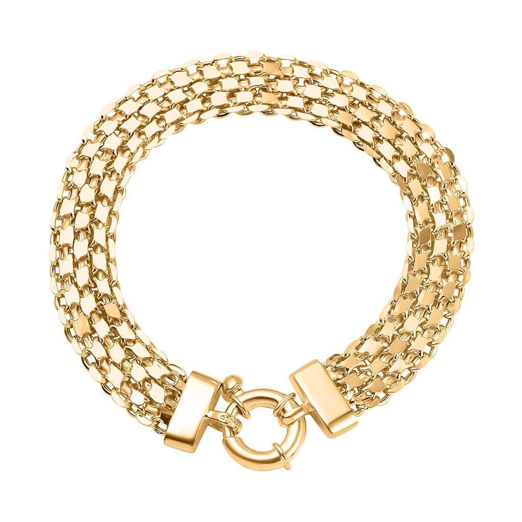 Vicenza Closeout - Gold Overlay Sterling Silver Bismark Bracelet (Size - 7.5)