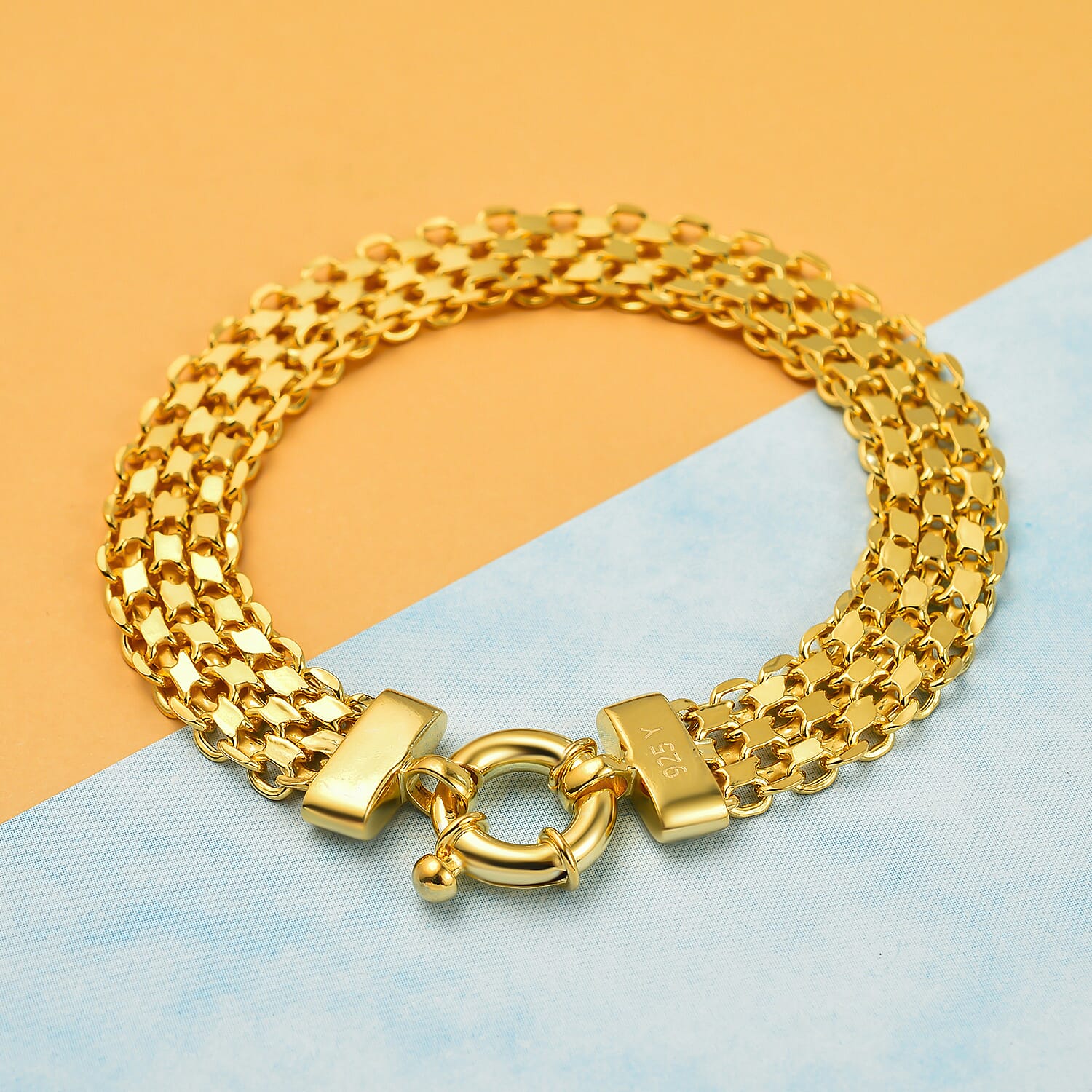 Vicenza Closeout - Gold Overlay Sterling Silver Bismark Bracelet (Size - 7.5) 7725072 1