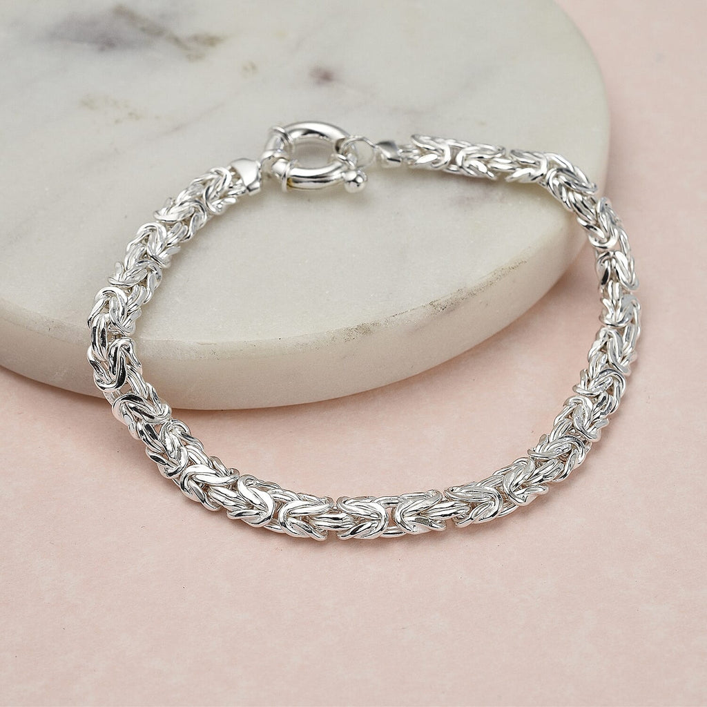 Vicenza Closeout - Sterling Silver Byzantine Bracelet (Size - 7.5), Silver Wt. 9.50 Gms