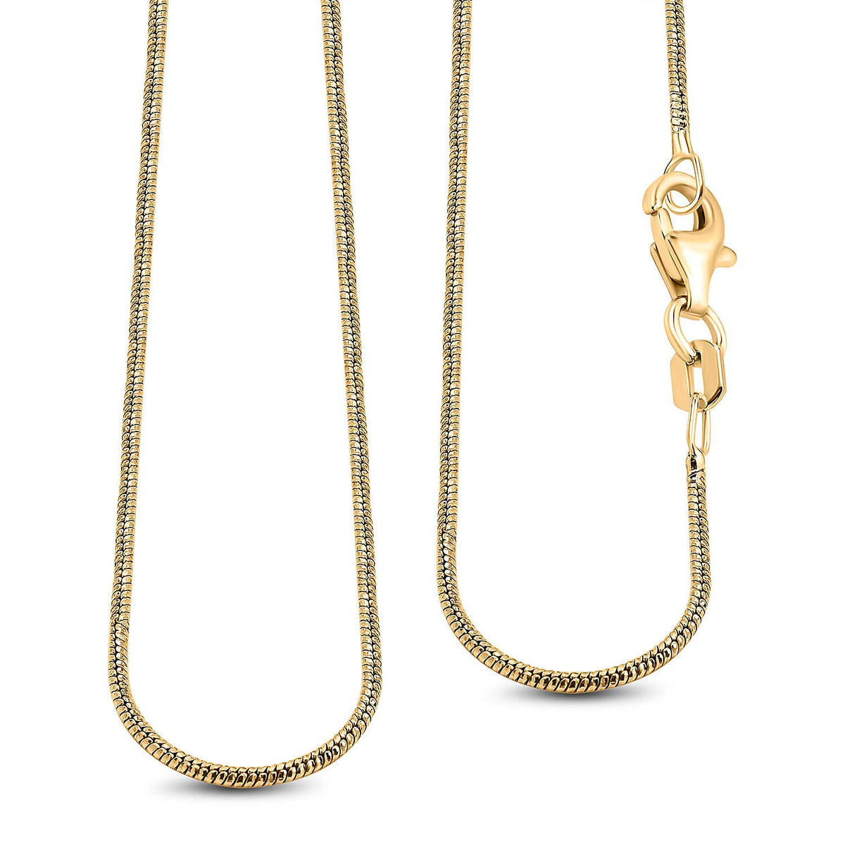 Vicenza Closeout - Yellow Gold Overlay Sterling Silver Snake Chain (Size - 24) 7268934 0
