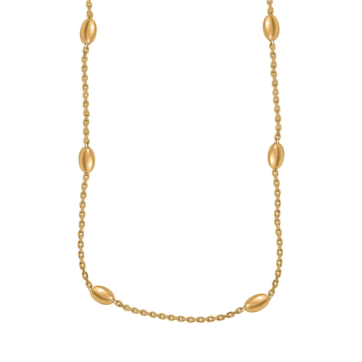Vicenza Closeout - Yellow Gold Overlay Sterling Silver Station Oval Necklace (Size - 18) 7566817 0