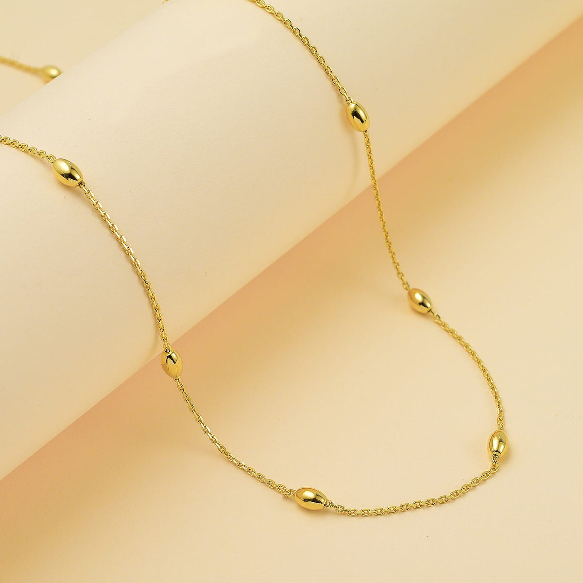 Vicenza Closeout - Yellow Gold Overlay Sterling Silver Station Oval Necklace (Size - 18) 7566817 1