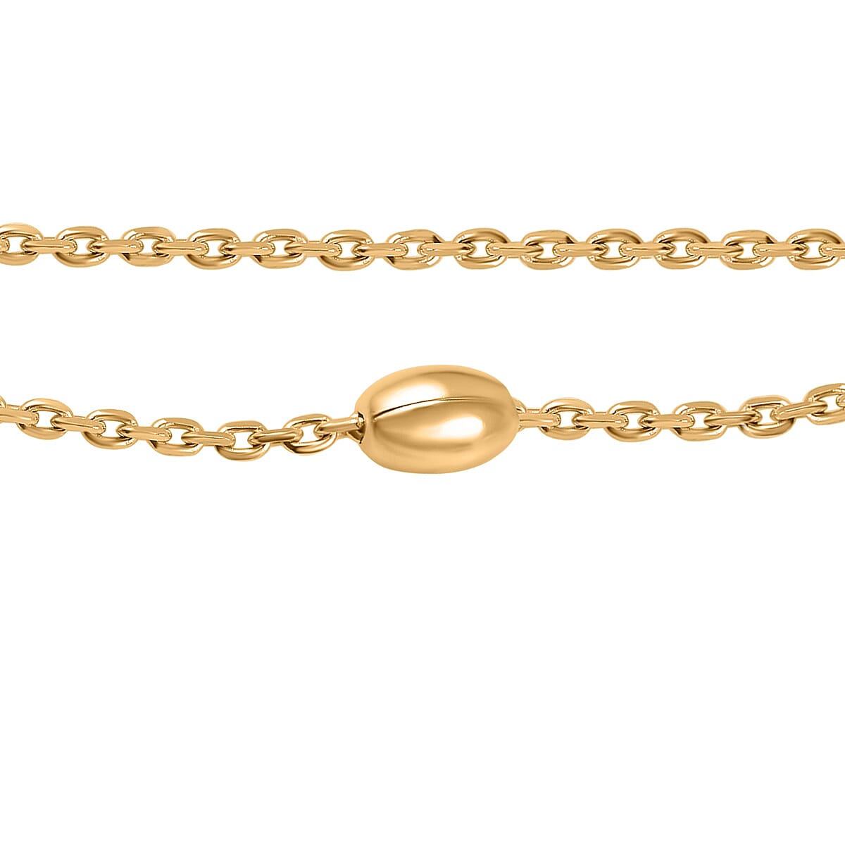 Vicenza Closeout - Yellow Gold Overlay Sterling Silver Station Oval Necklace (Size - 18) 7566817 2