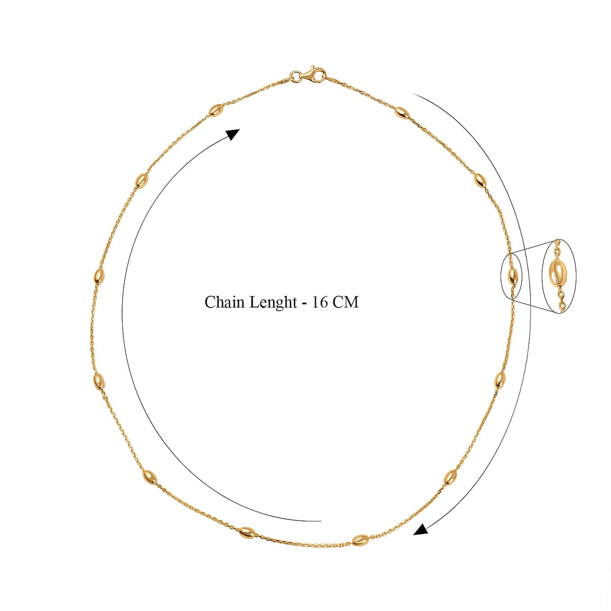 Vicenza Closeout - Yellow Gold Overlay Sterling Silver Station Oval Necklace (Size - 18) 7566817 4