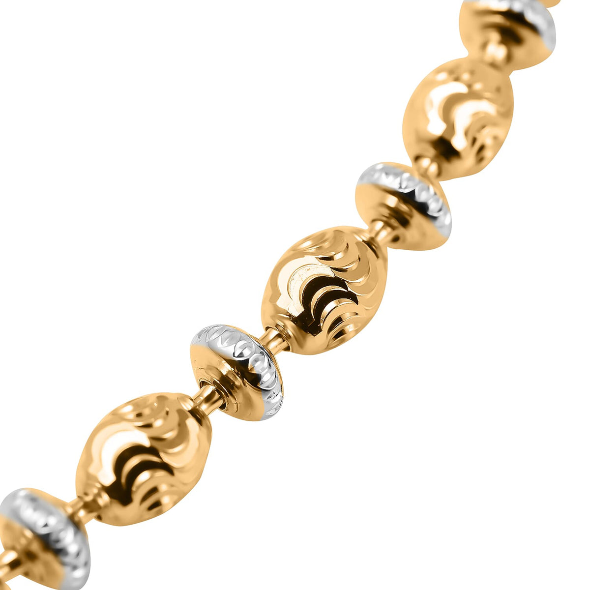 Vicenza Closeout - Rhodium and Yellow Gold Plated Sterling Silver Saturno Necklace (Size - 20), Silver Wt. 16.00 Gms 7668497 2
