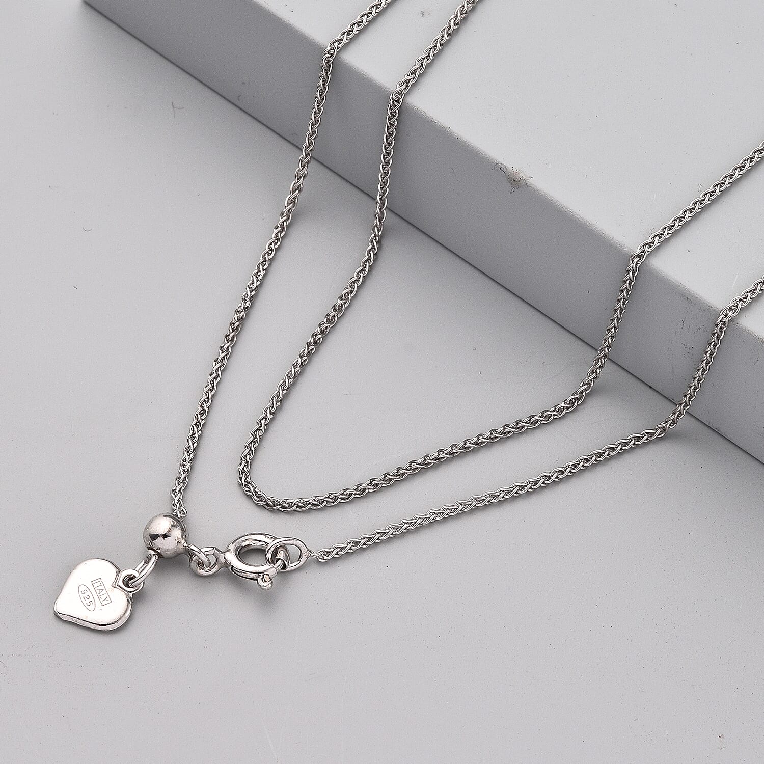 Vicenza Collection Adjustable Spiga Slider Chain in Platinum Plated Silver Size 18 Inch 3294272 1