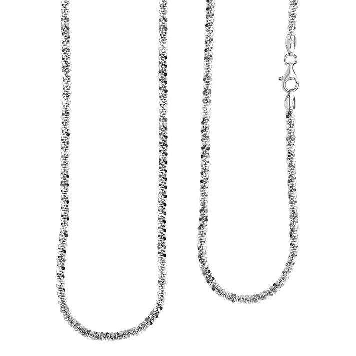 Closeout Deal - Rhodium Overlay Sterling Silver 2.6MM Rock Chain Necklace (Size - 30) with Lobster Clasp 8183883 2