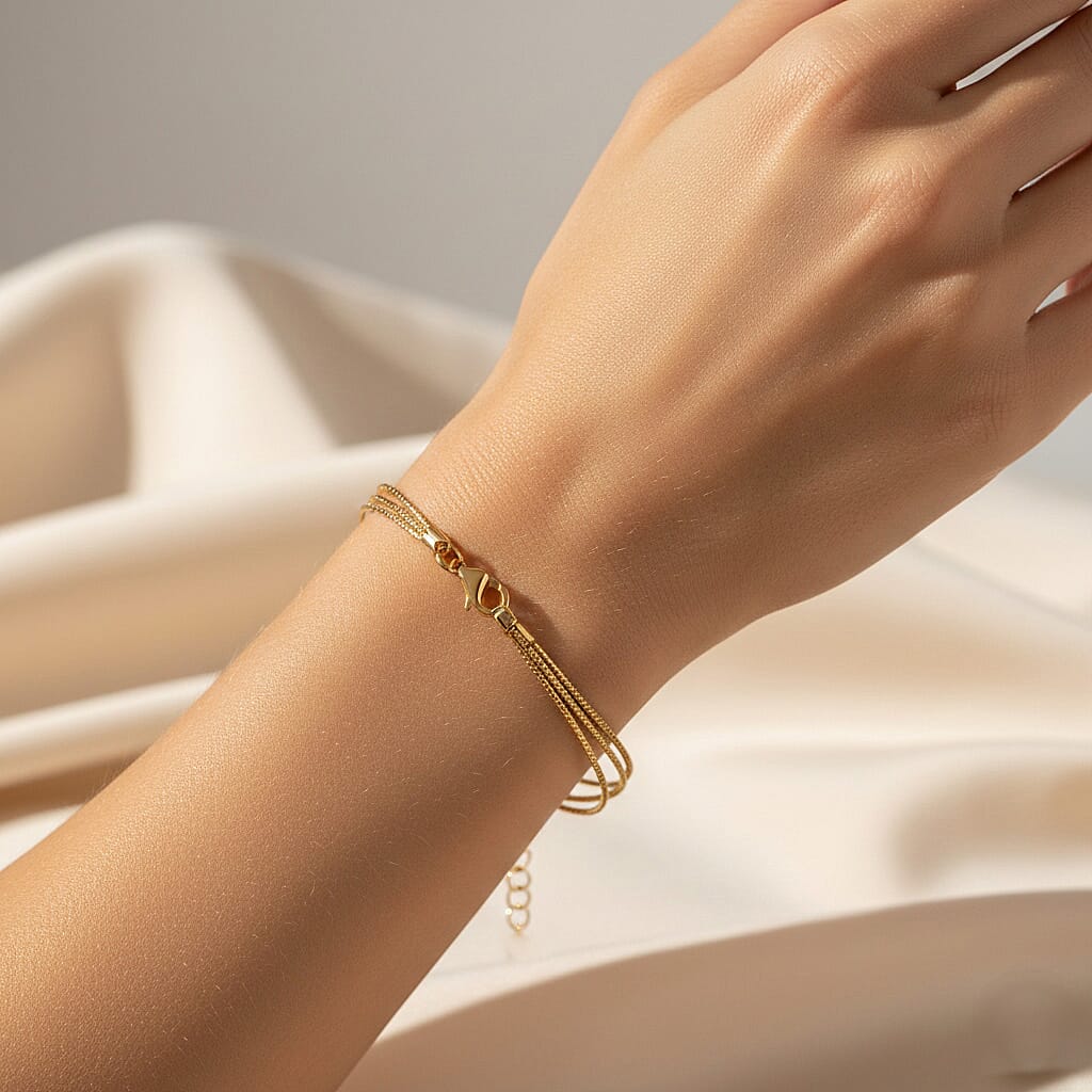 Vicenza Collection Sterling Silver Bracelet (Size - 7 - 1 Ext) with Lobster Clasp in Yellow Gold Plating 8183838 1