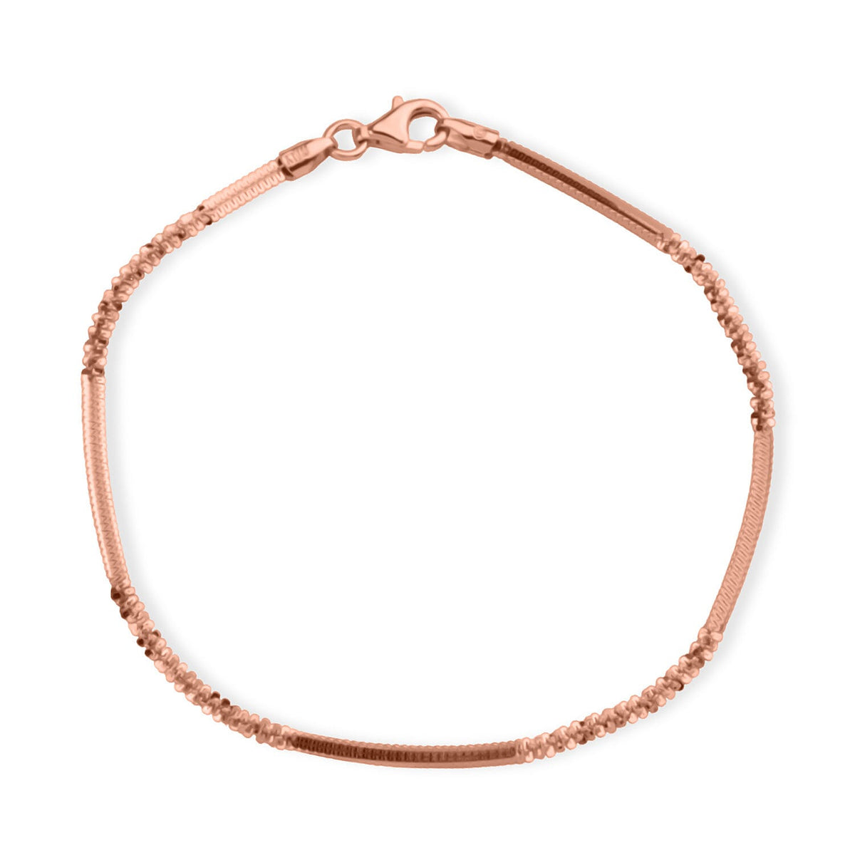 Vicenza Collection Sterling Silver Bracelet (Size - 7.5) with Lobster Clasp in Rose Gold Plated Sterling Silver 8183610 0