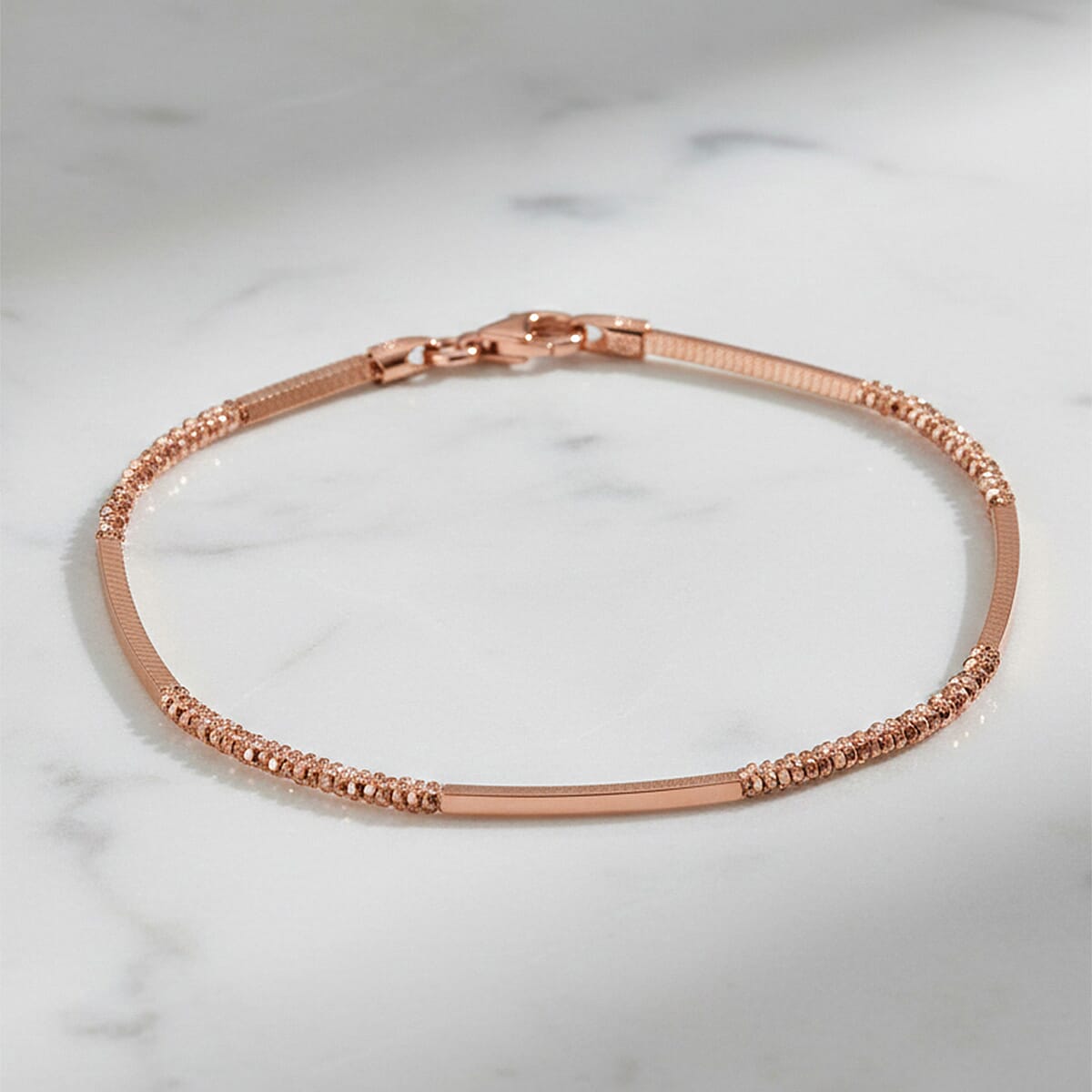 Vicenza Collection Sterling Silver Bracelet (Size - 7.5) with Lobster Clasp in Rose Gold Plated Sterling Silver 8183610 2