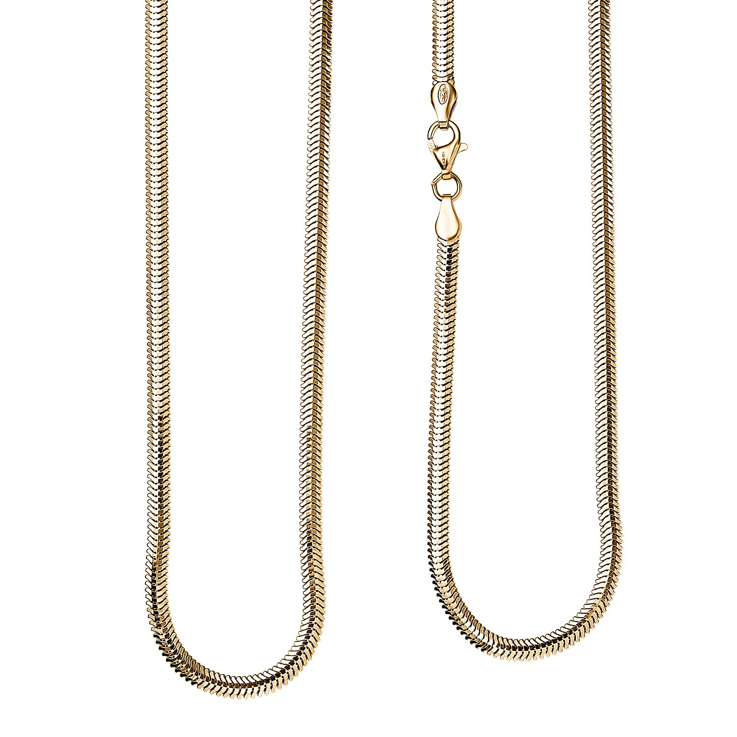 Sterling Silver 3MM Dragon Tail Chain Necklace with Lobster Clasp in Yellow Gold Plating 20 Inches 8183812 7