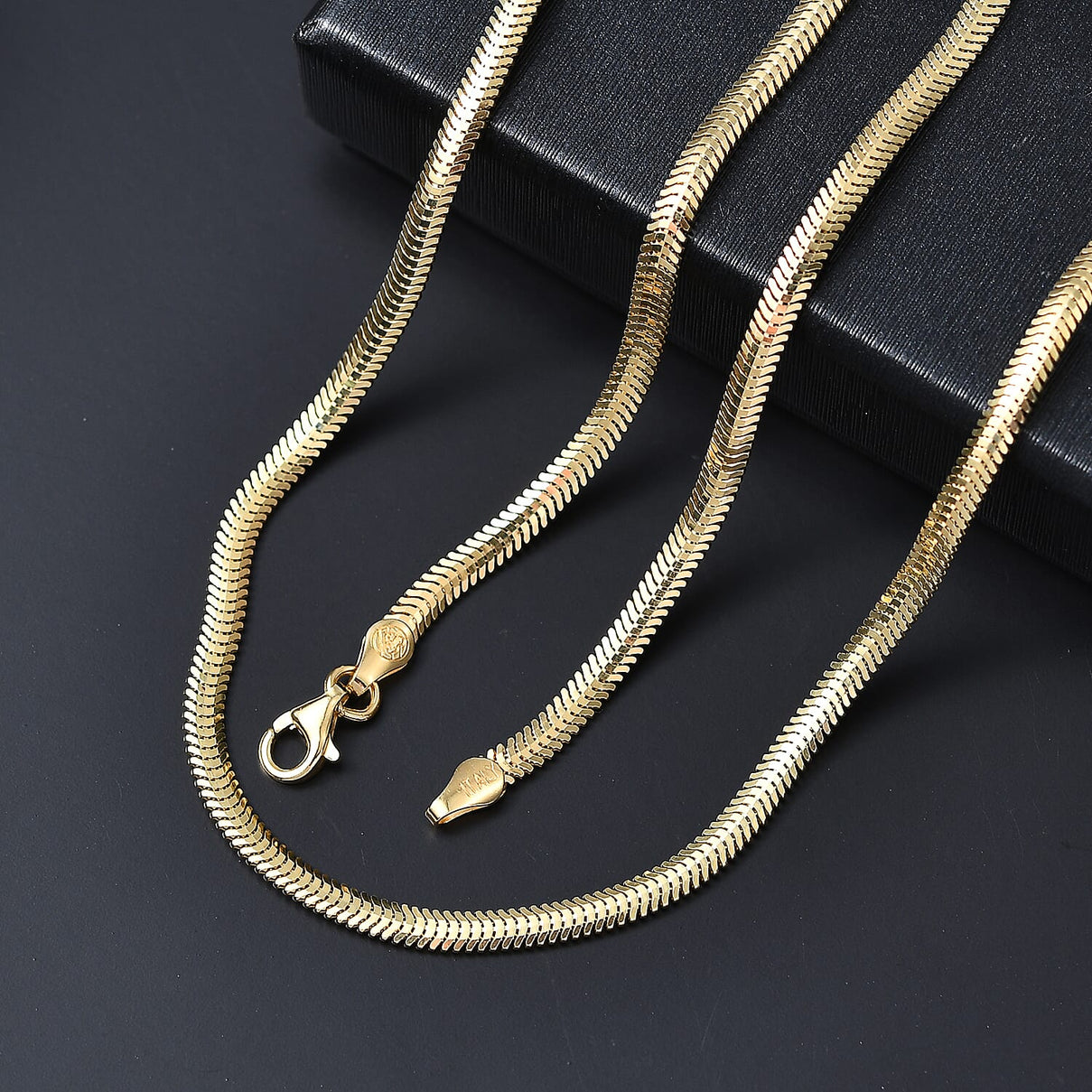 Sterling Silver 3MM Dragon Tail Chain Necklace with Lobster Clasp in Yellow Gold Plating 20 Inches 8183812 8