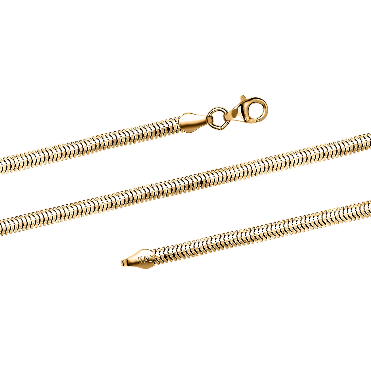 Sterling Silver 3MM Dragon Tail Chain Necklace with Lobster Clasp in Yellow Gold Plating 20 Inches 8183812 11