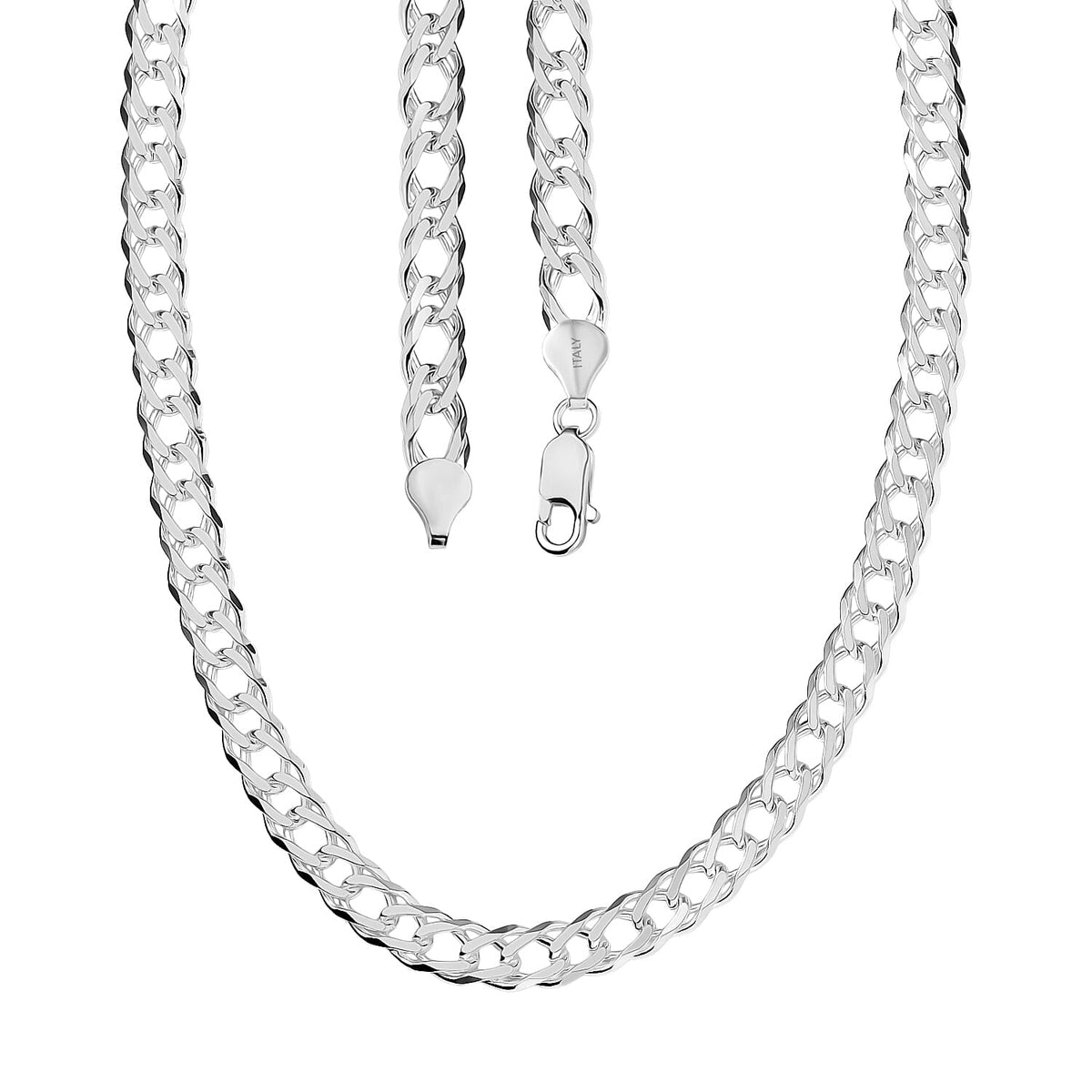 Vicenza Closeout Deal - Sterling Silver 6.3MM Rambo Chain Necklace (Size - 22) with Lobster Clasp 8183714 8