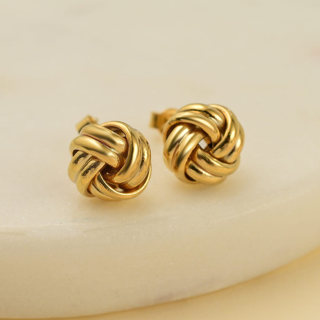 Vicenza Showcase  - 9K Yellow Gold Double Knot Stud Earrings