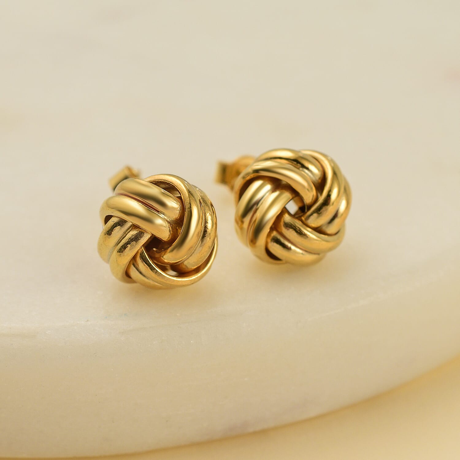 Vicenza Showcase  - 9K Yellow Gold Double Knot Stud Earrings 7722372 1