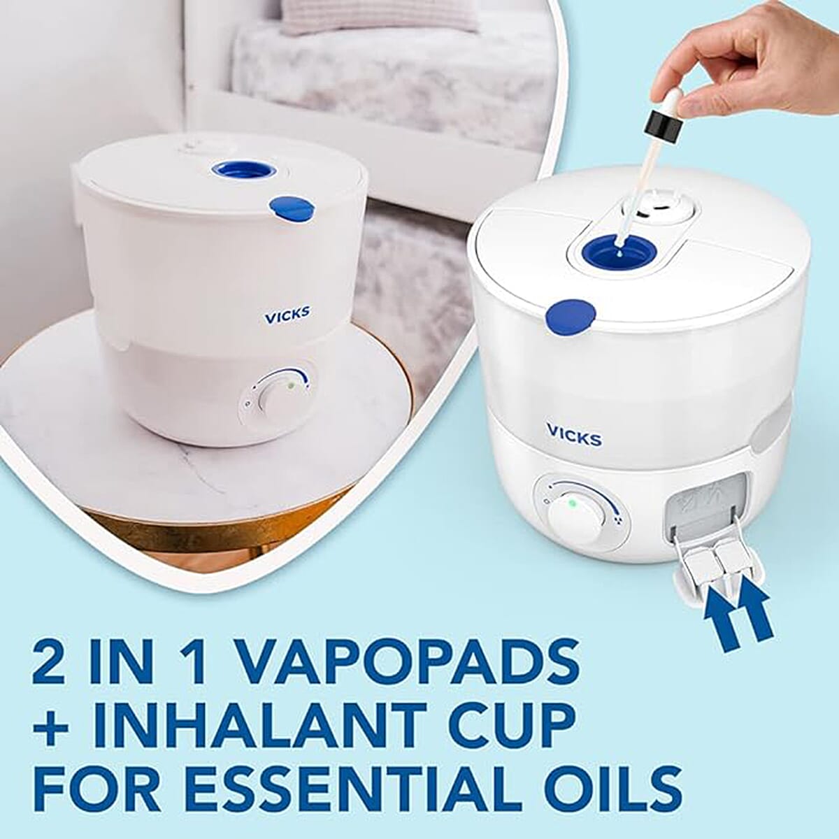 Vicks Top Fill Cool Mist Ultrasonic Humidifier - VapoPads Included 7706141 2