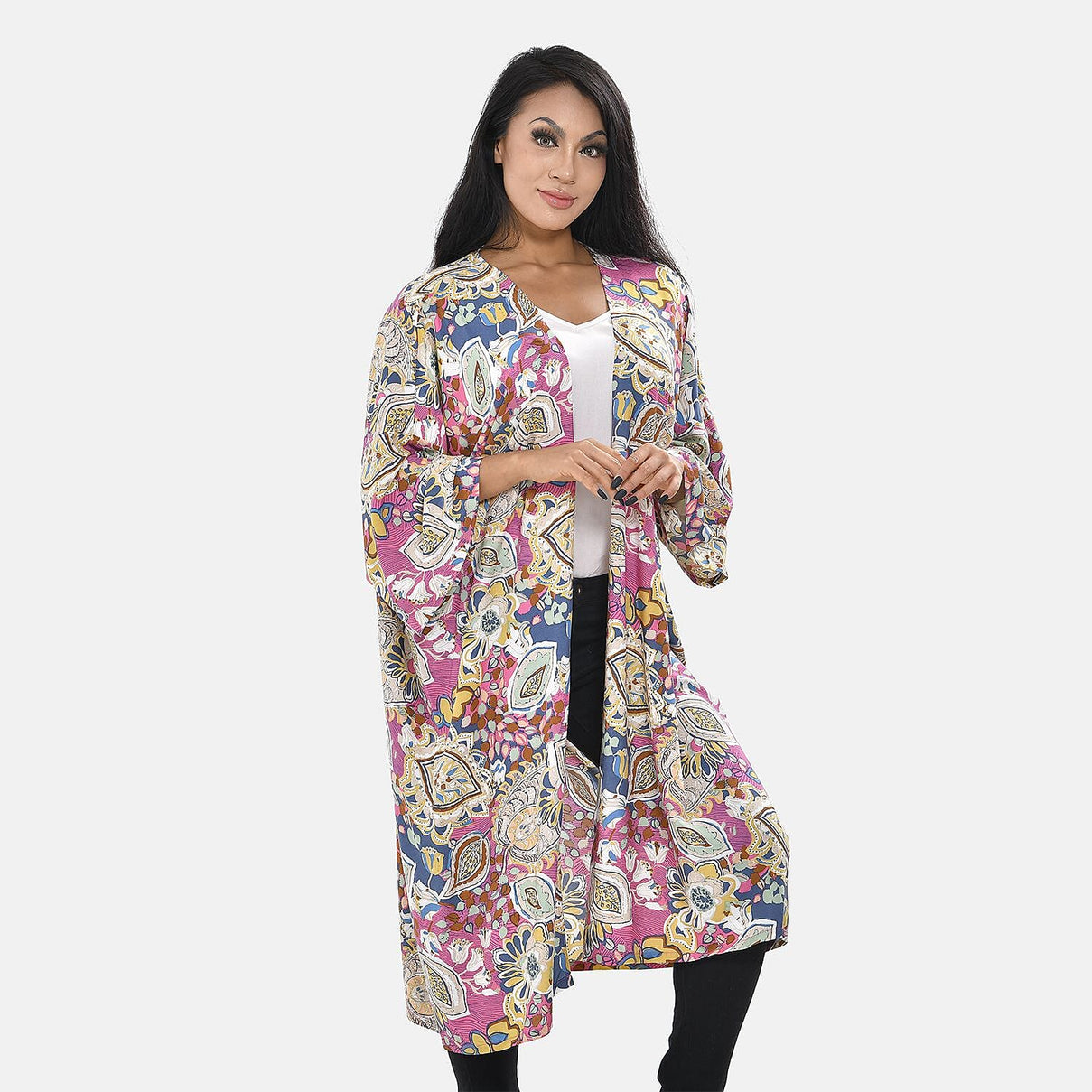 Printed Long Kimono 7507659 2
