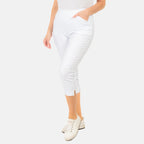 Emelia Slim Fit Crop Bengaline Trousers (Size L) - White