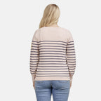 Mudflower Ladies Stars - Stripes Jumper (Size 10) - Peach - Navy