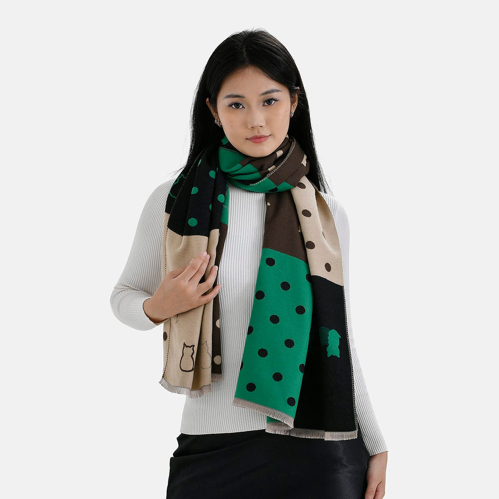 Closeout Deal Patchwork Pattern Super Soft Shawl (One Size, 180x67cm) - Green Black - Multi