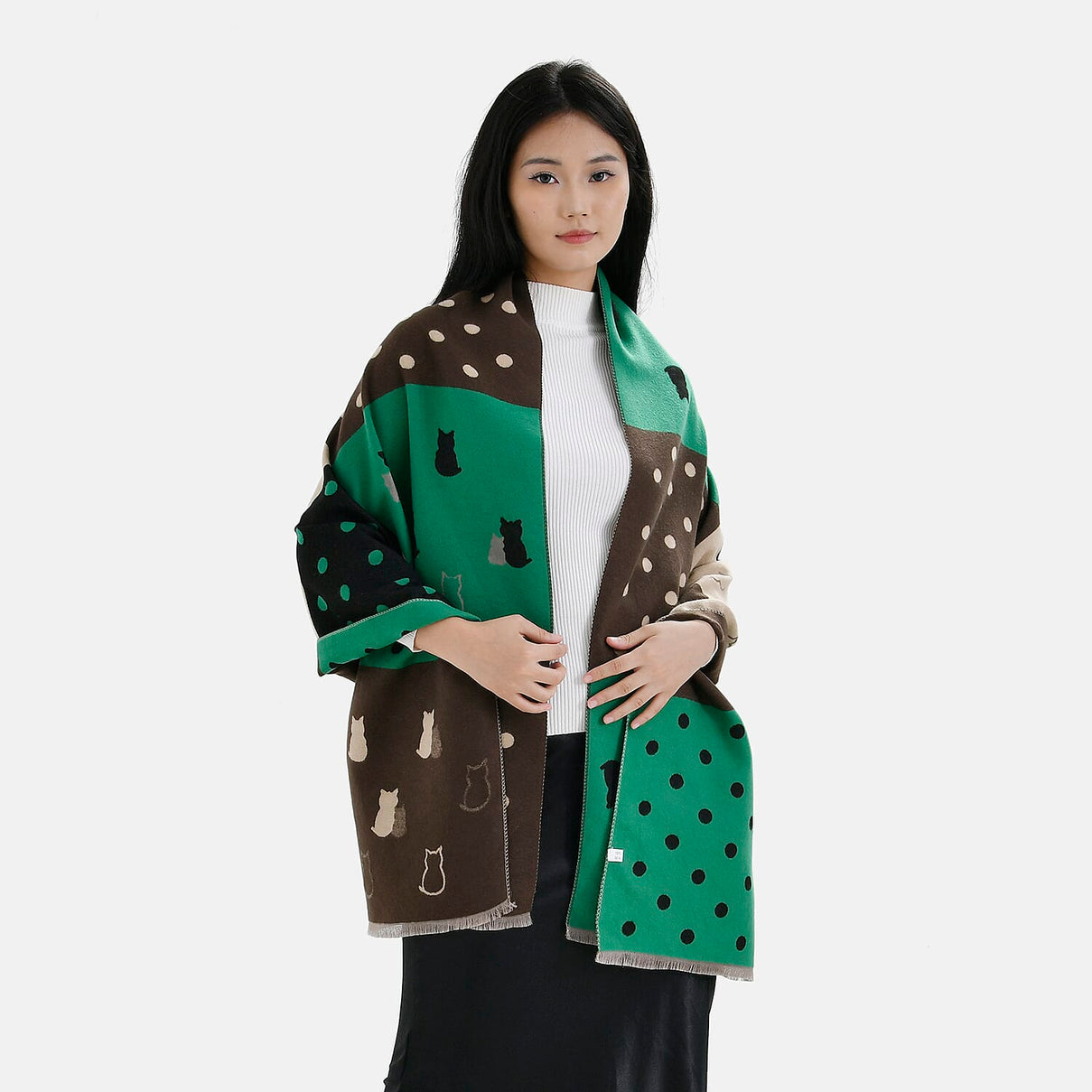 Closeout Deal Patchwork Pattern Super Soft Shawl (One Size, 180x67cm) - Green Black - Multi 7854120 2