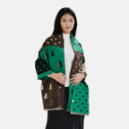 Closeout Deal Patchwork Pattern Super Soft Shawl (One Size, 180x67cm) - Green Black - Multi