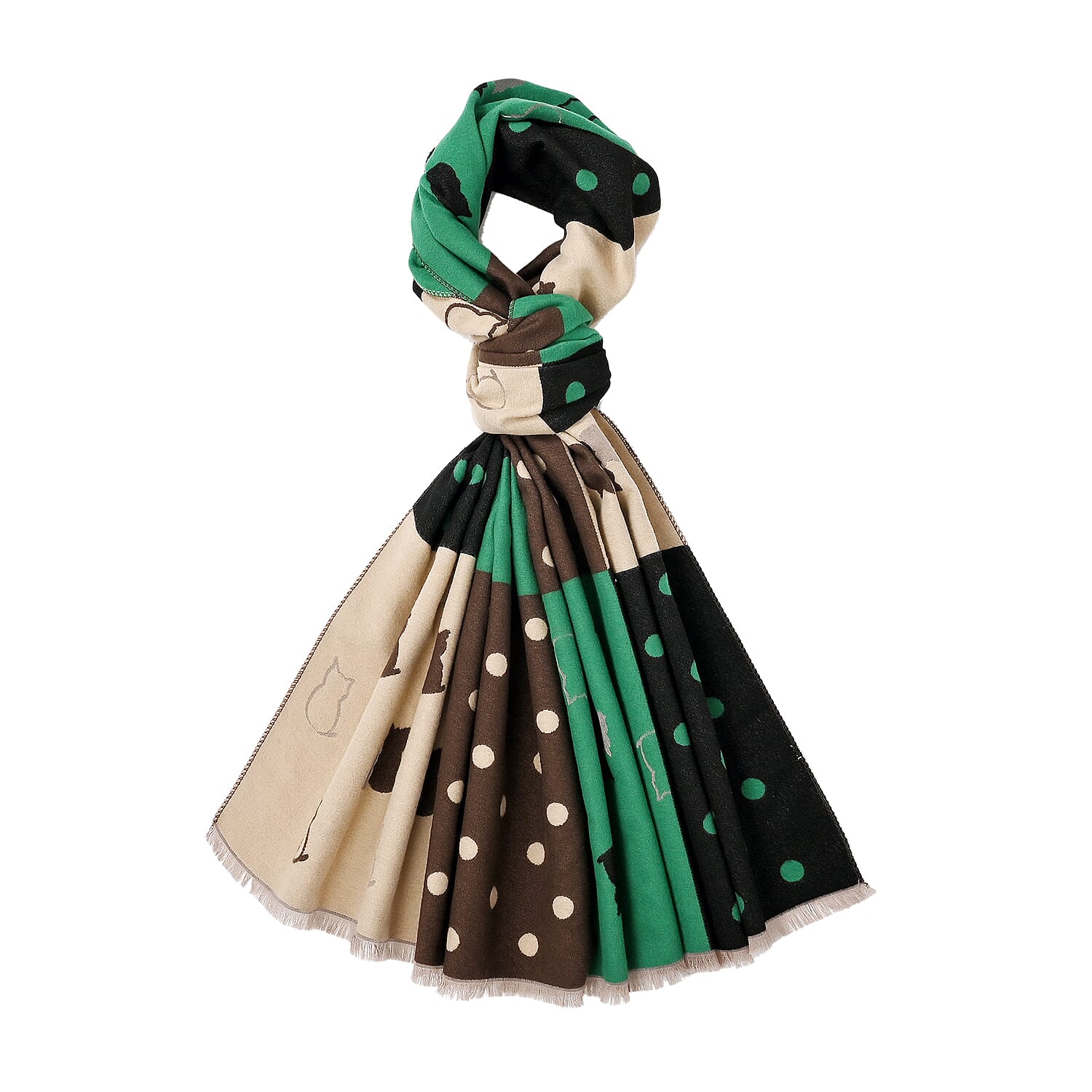 Closeout Deal Patchwork Pattern Super Soft Shawl (One Size, 180x67cm) - Green Black - Multi 7854120 3