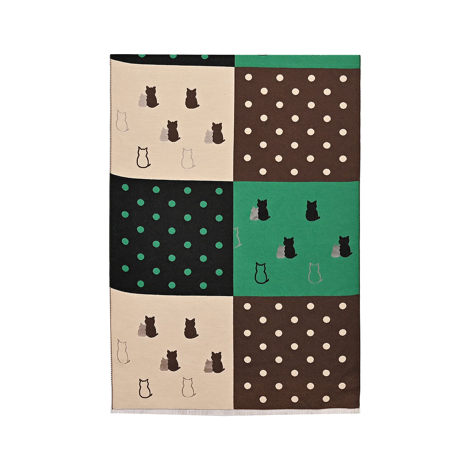 Closeout Deal Patchwork Pattern Super Soft Shawl (One Size, 180x67cm) - Green Black - Multi 7854120 4