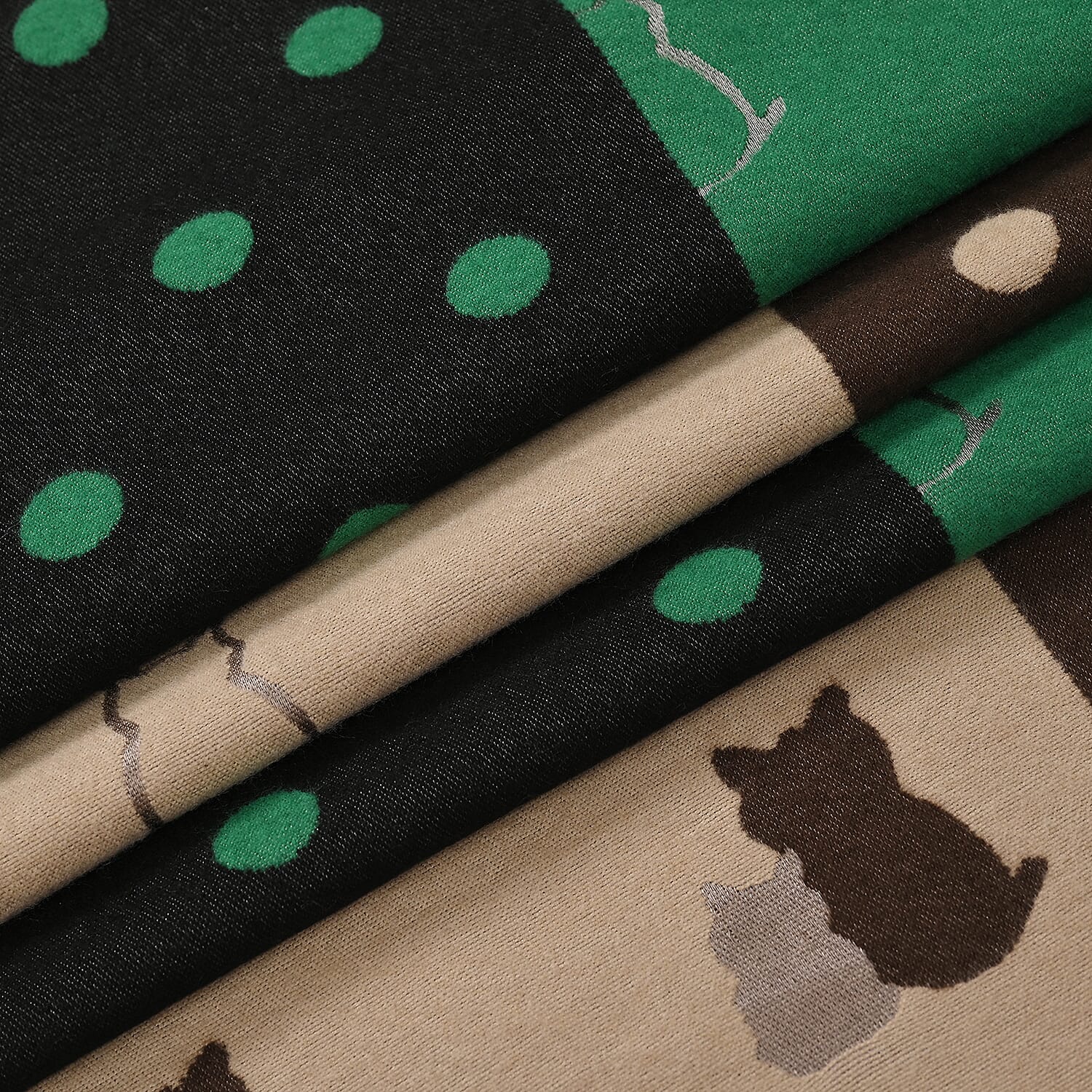Closeout Deal Patchwork Pattern Super Soft Shawl (One Size, 180x67cm) - Green Black - Multi 7854120 6