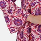 La Marey 100% Viscose Totem Pattern V-Neck Top (Size - L-XL, 16-20) - Pink