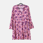 La Marey 100% Viscose Totem Pattern V-Neck Top (Size - L-XL, 16-20) - Pink