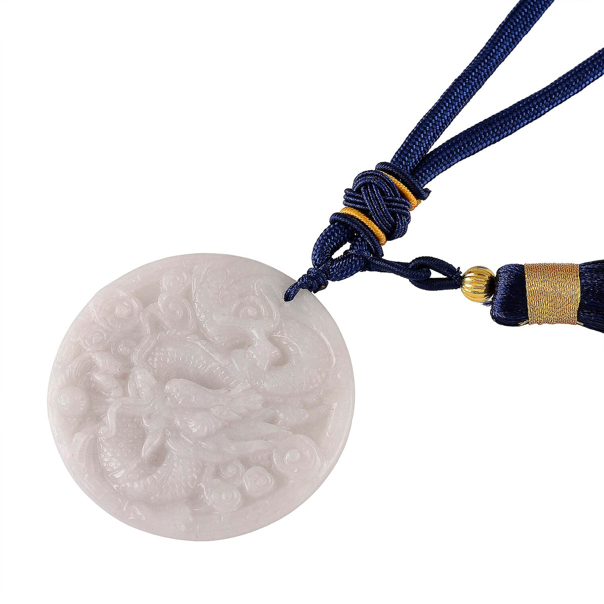 Vista Crest Natural Jade Hand-Carved Dragon with Black Cotton Cord 8483501 3