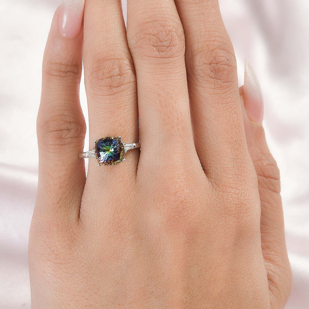 Vitrail Medium Finest Crystal ,  White Cubic Zirconia  Solitaire Ring in Platinum Overlay Sterling Silver 1.70 ct  1.700  Ct.