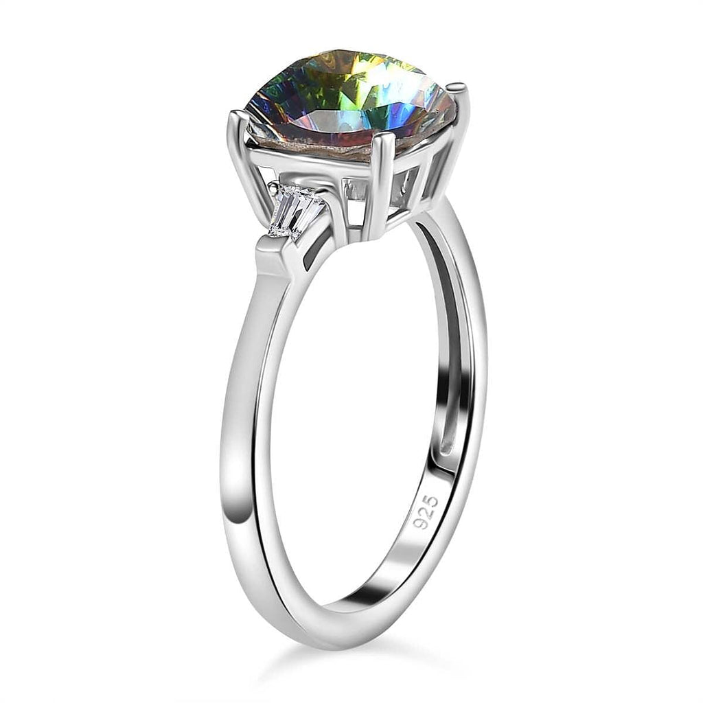 Vitrail Medium Finest Crystal ,  White Cubic Zirconia  Solitaire Ring in Platinum Overlay Sterling Silver 1.70 ct  1.700  Ct.