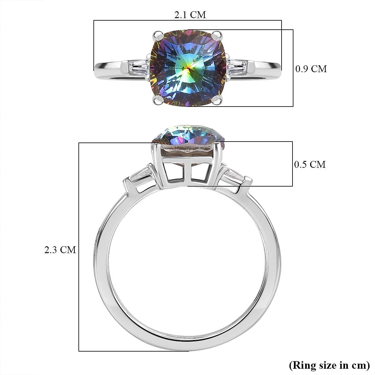 Vitrail Medium Finest Crystal ,  White Cubic Zirconia  Solitaire Ring in Platinum Overlay Sterling Silver 1.70 ct  1.700  Ct. 7657972 5